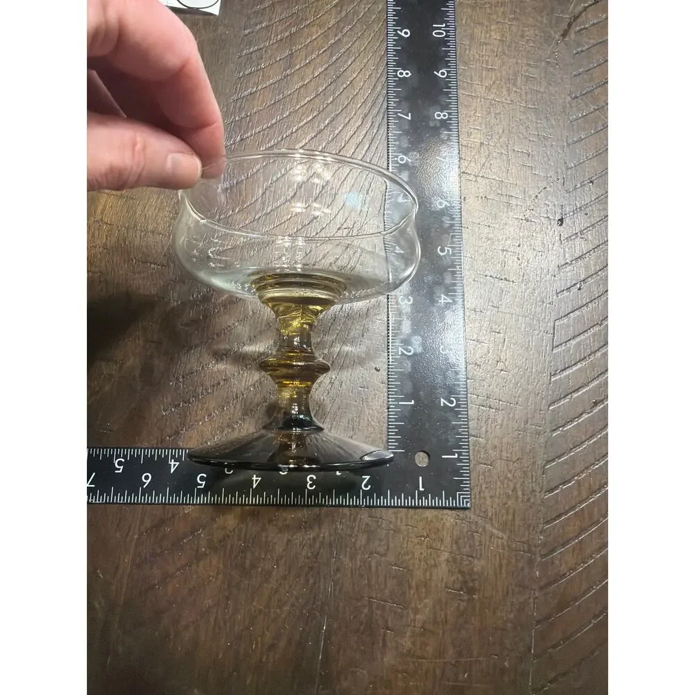 Set of 8 Vintage Smoked Amber Glass Sherbet Dessert Cups Sundae Parfait Goblets